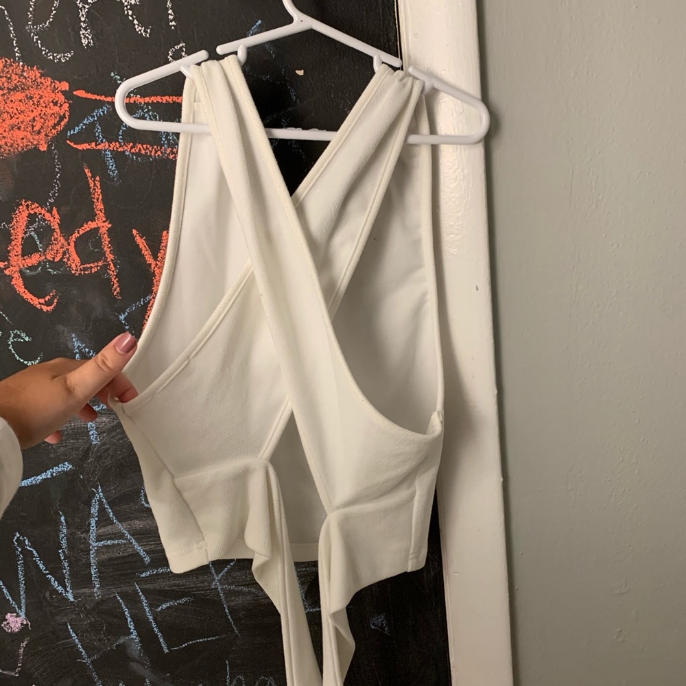 White Tie Back Crop Top